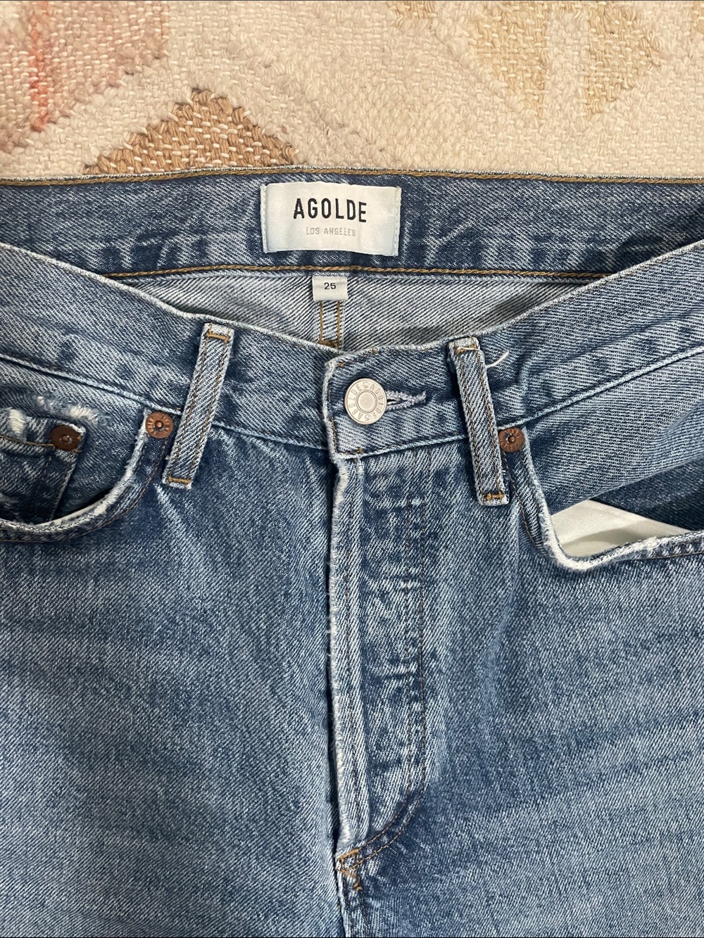 Agolde Lana Mid Rise Straight Distressed Jeans - Picture 6 of 8